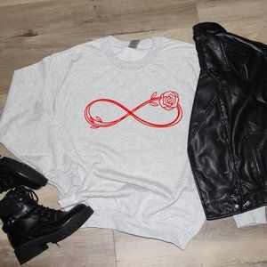 Valentine's day Sweatshirt Floral and Infinite Sign